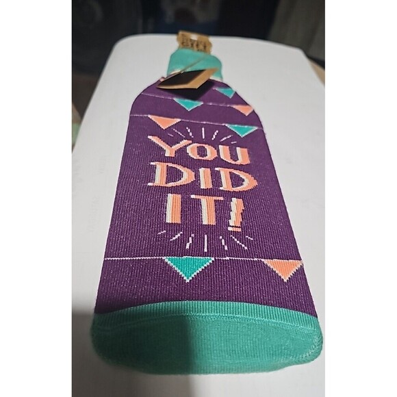 One "You Did It" "Woo Hoo!" Congratulations Wine Bottle Cover Sock Gift Bag - Picture 4 of 5